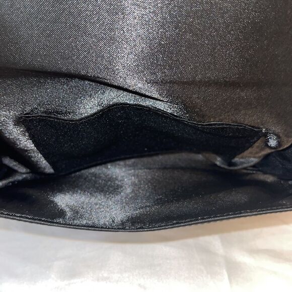 Unbranded Satin Black Evening Bag with a Rhinestone Buckle - Picture 8 of 11
